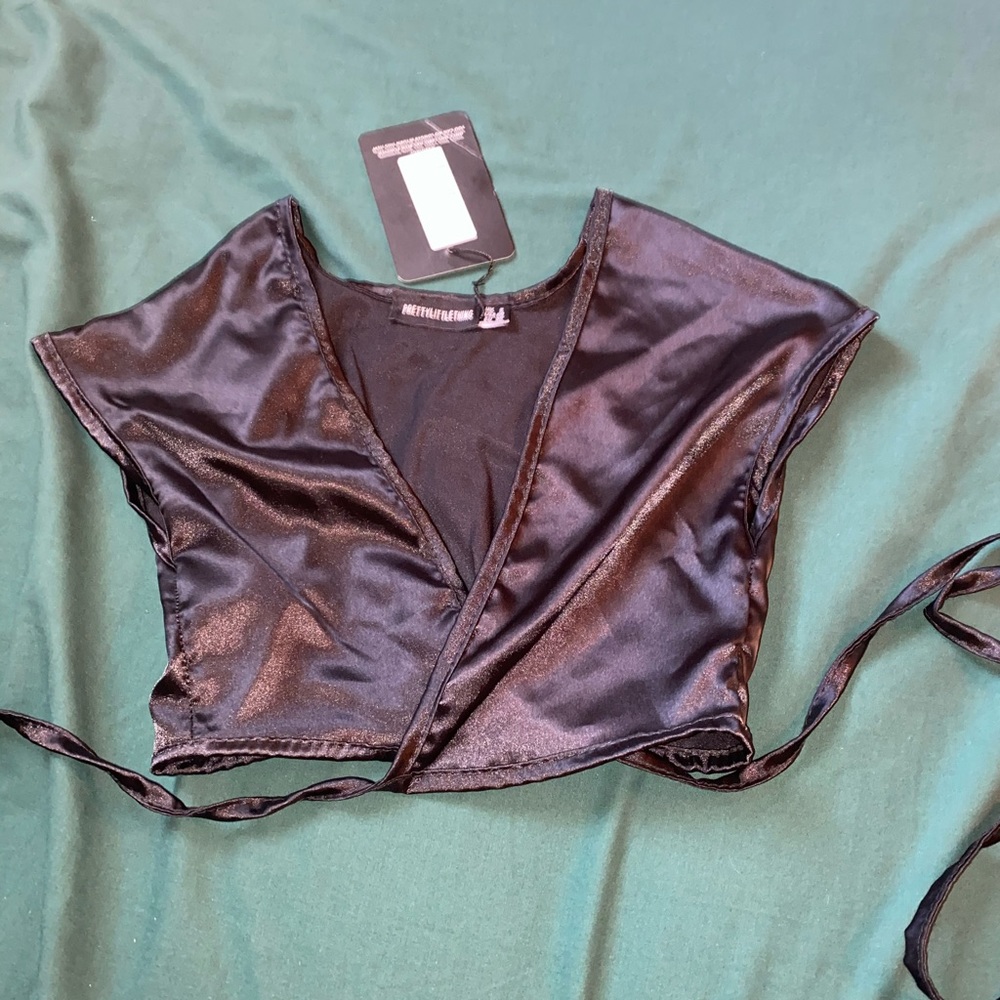 Satin wrap crop top